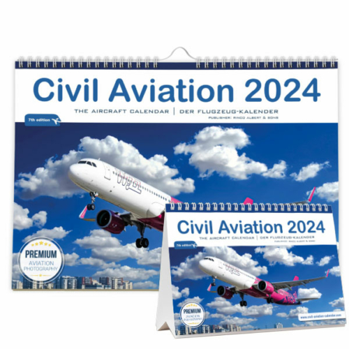 Flugzeugkalender 2024 - Tischkalender und Wandkalender im Set
