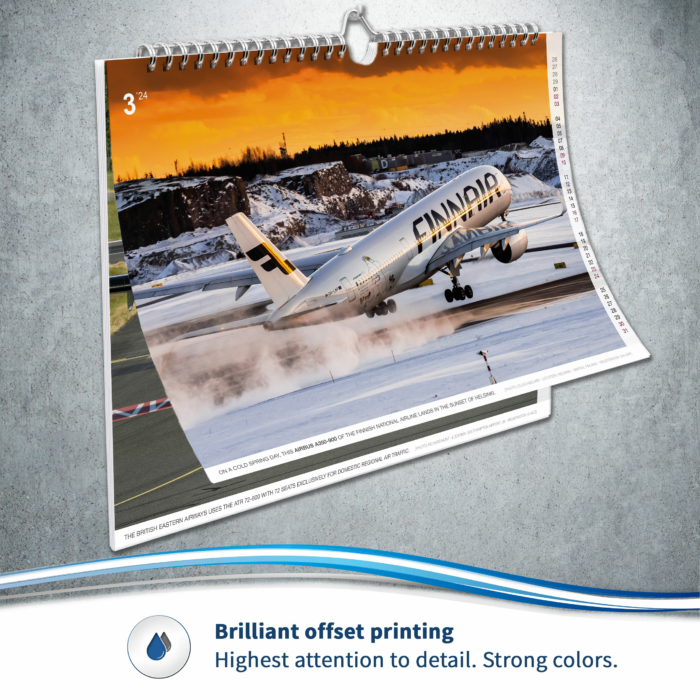 Civil Aviation 2024 Aircraft Calendar with airplane photos images
